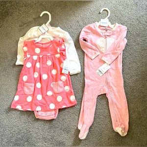 3 pieces baby romper with cardigan and cotton Snug fit pajama one piece.